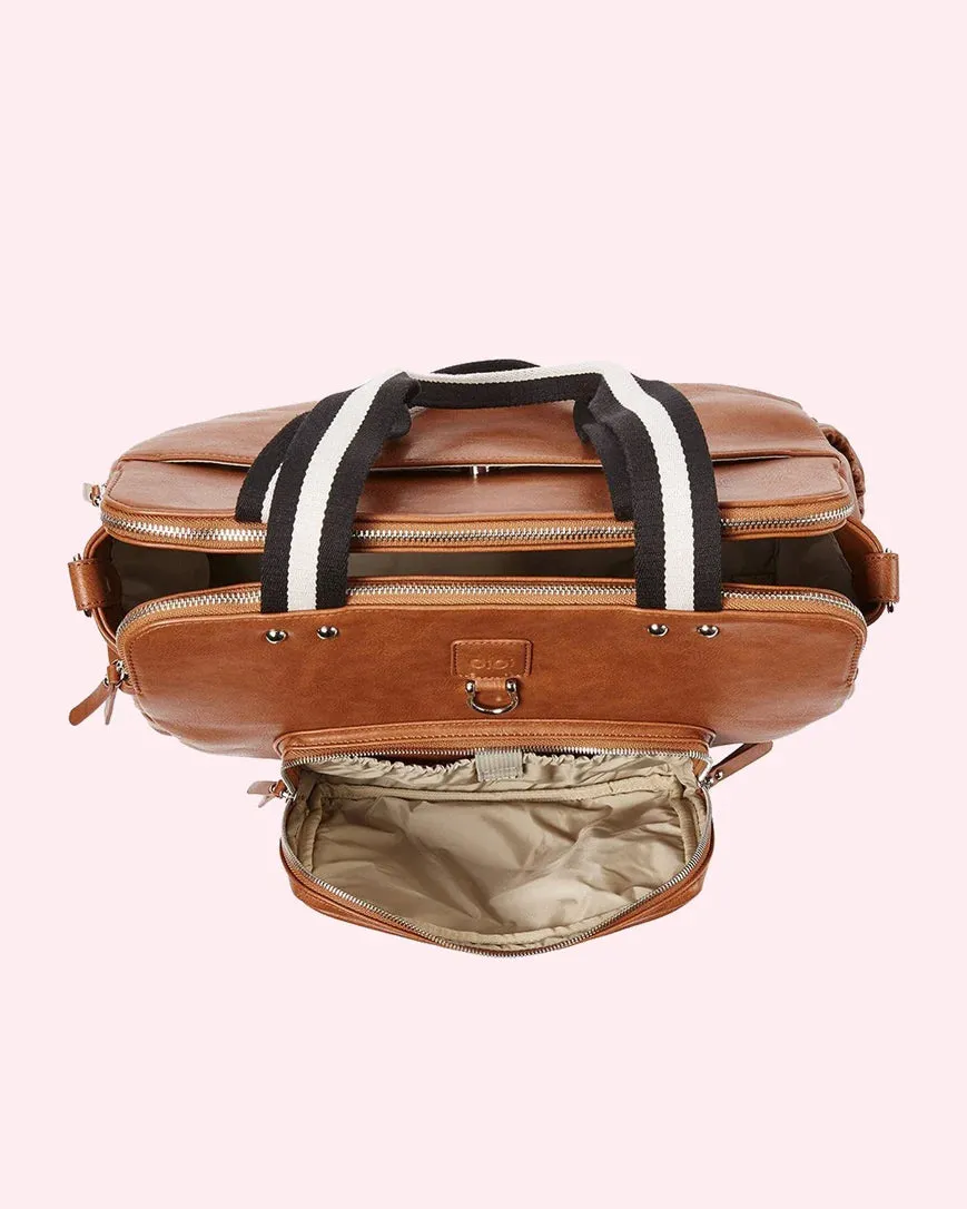 OiOi Faux Leather Triple Tote - Tan