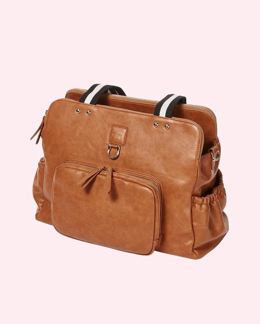 OiOi Faux Leather Triple Tote - Tan