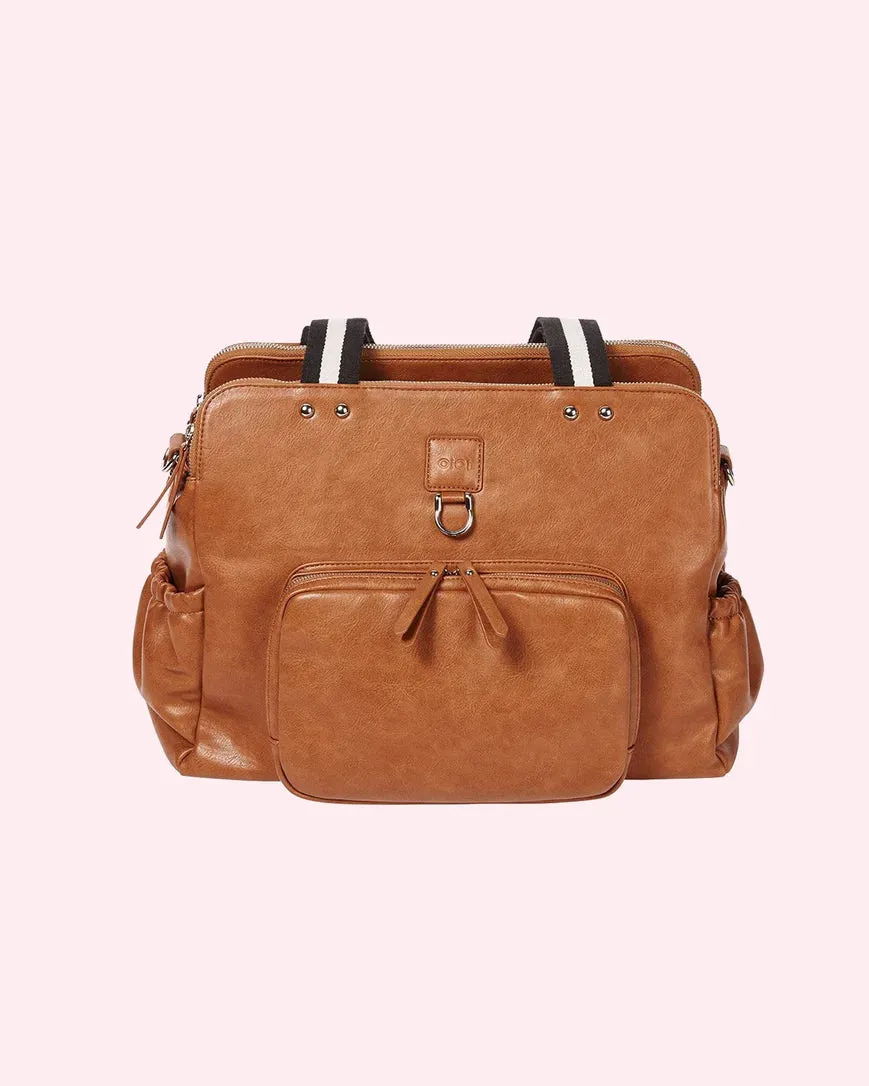 OiOi Faux Leather Triple Tote - Tan