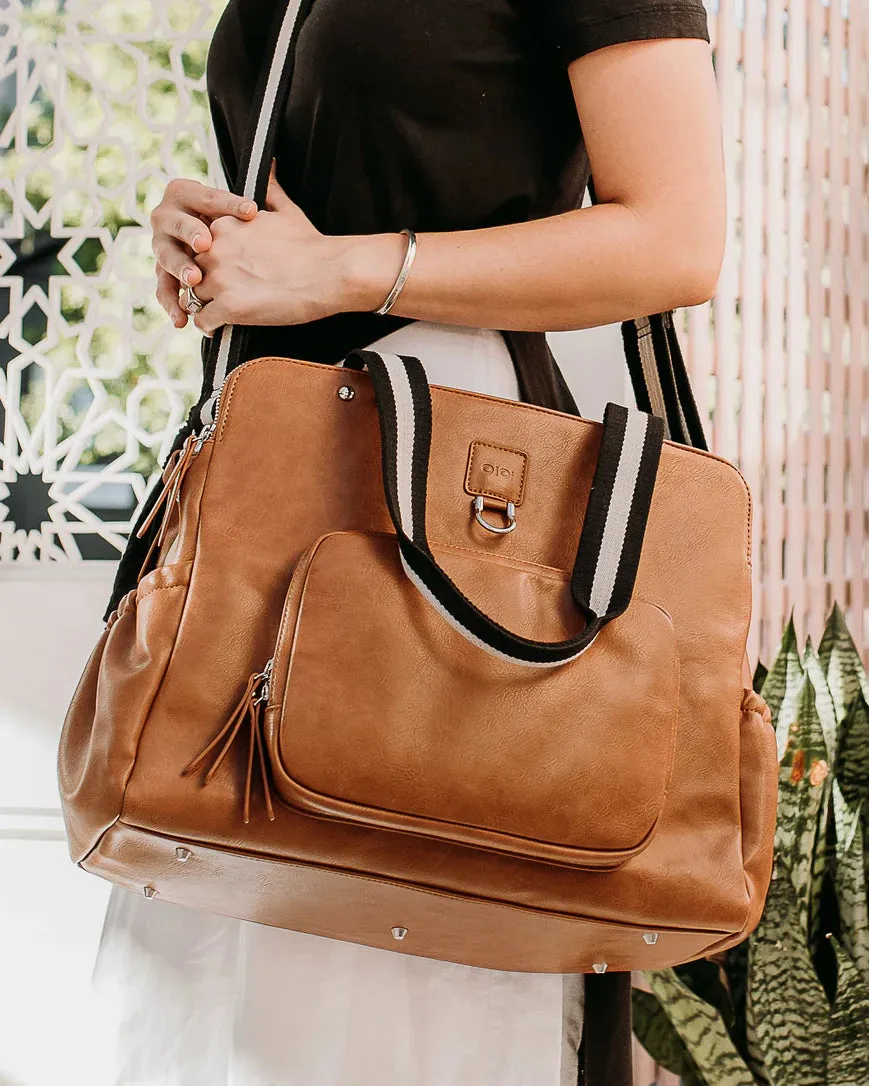 OiOi Faux Leather Triple Tote - Tan