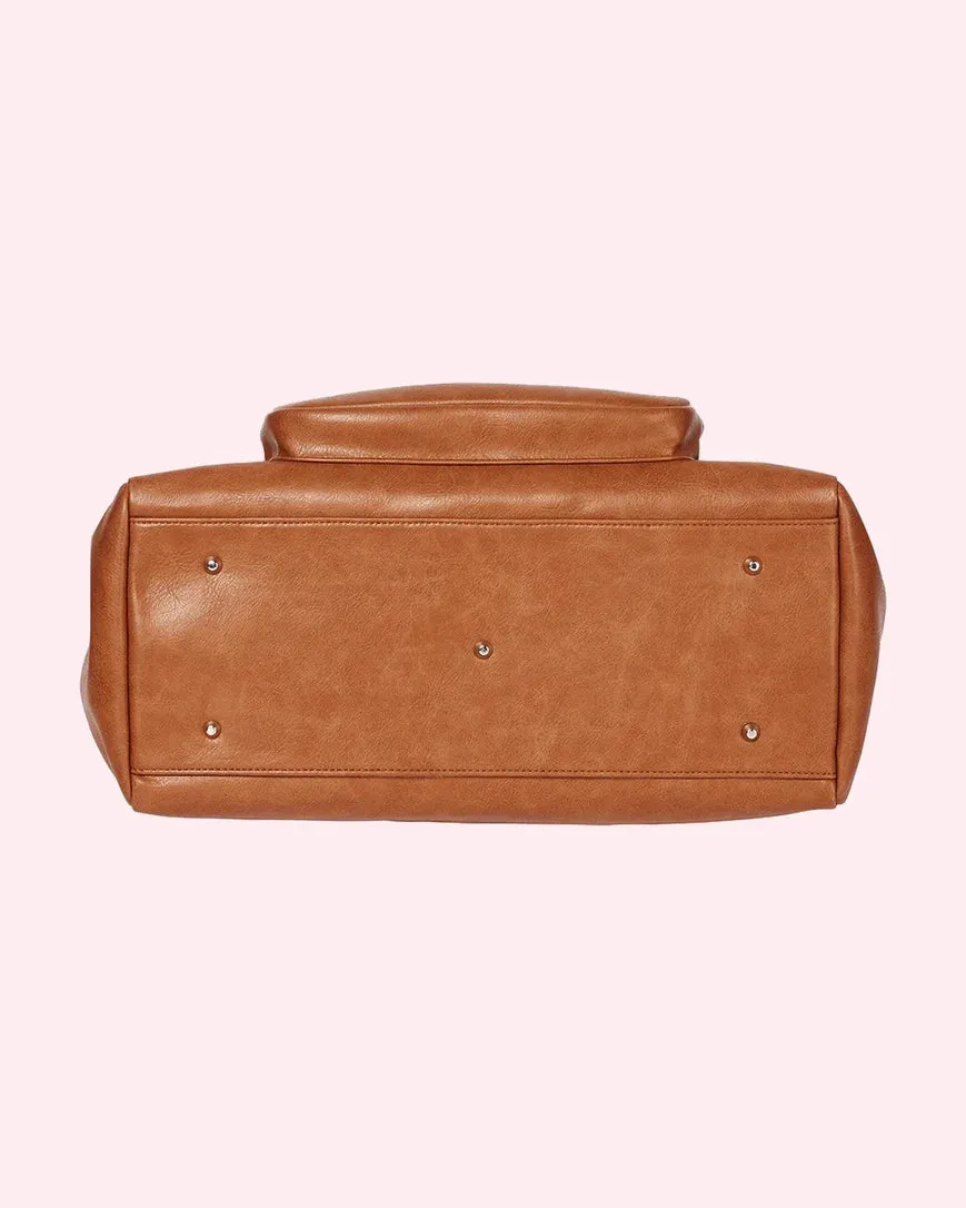 OiOi Faux Leather Triple Tote - Tan