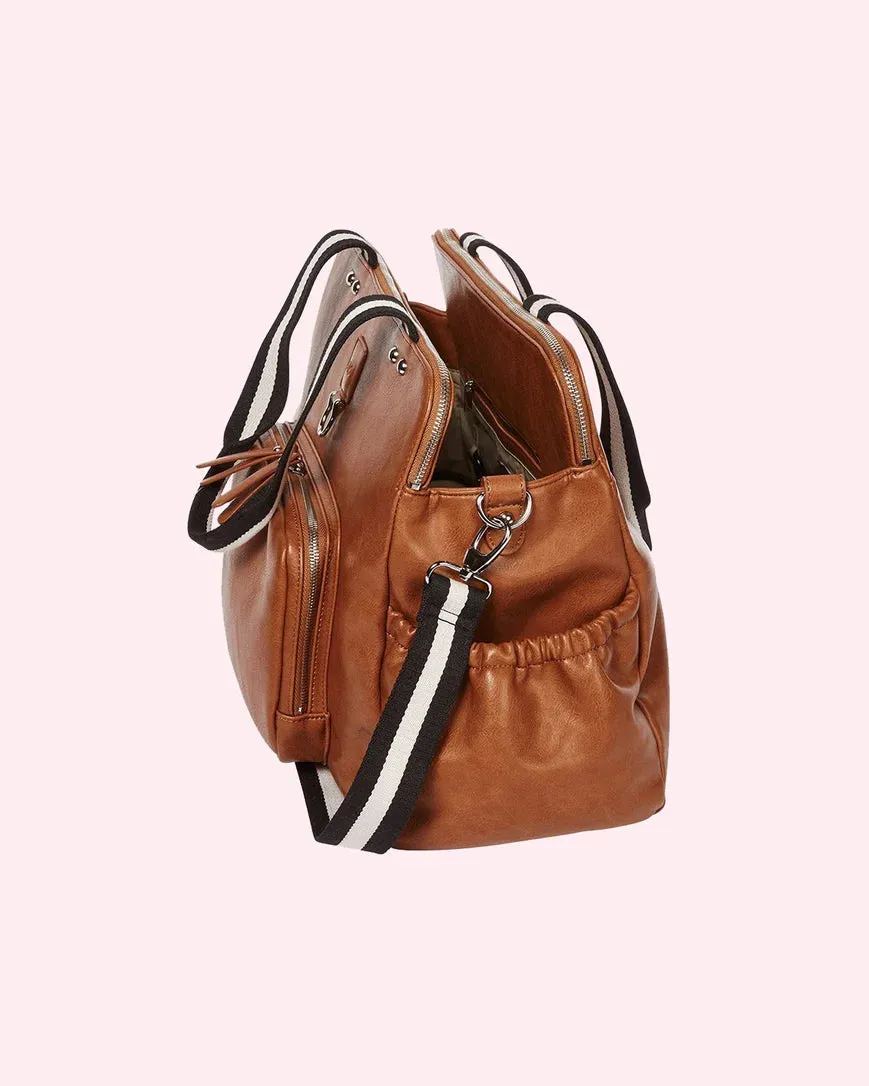 OiOi Faux Leather Triple Tote - Tan
