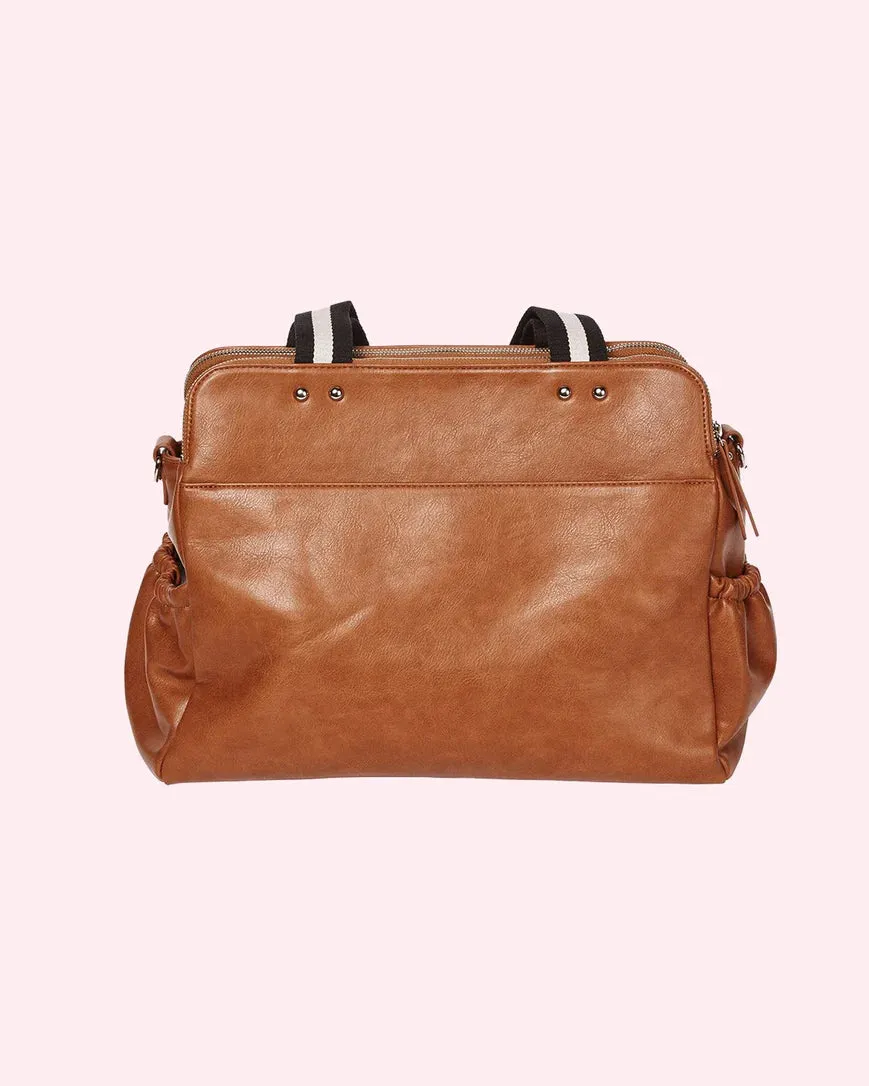 OiOi Faux Leather Triple Tote - Tan