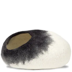 Ombre Cave-Cat or Dog Bed Black and White 100% Pure Natural Wool