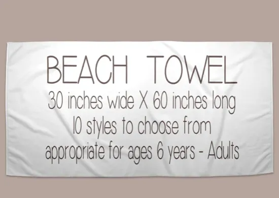 Personalized Beach Towel | 10 Color Choices