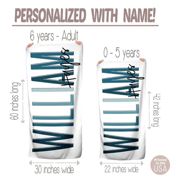 Personalized Beach Towel | 10 Color Choices