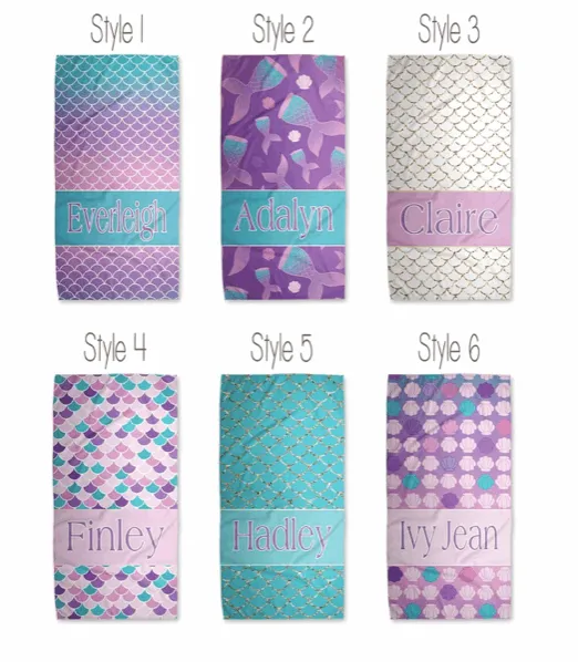 Personalized Mermaid Beach Towel | 6 Style Choices