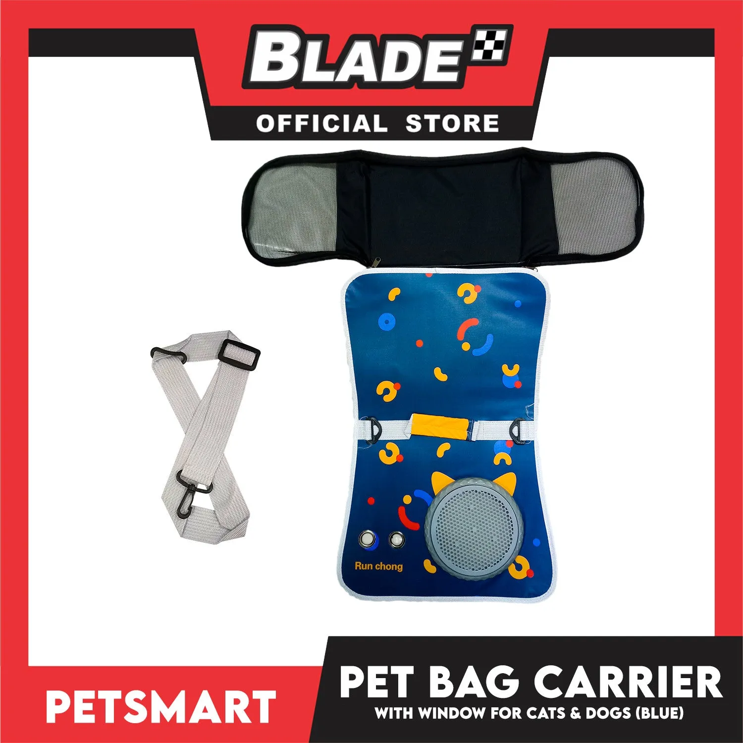 Pet Bag Carrier with Window for Cats and Dogs (Blue) 40cm x 27cm x 27cm