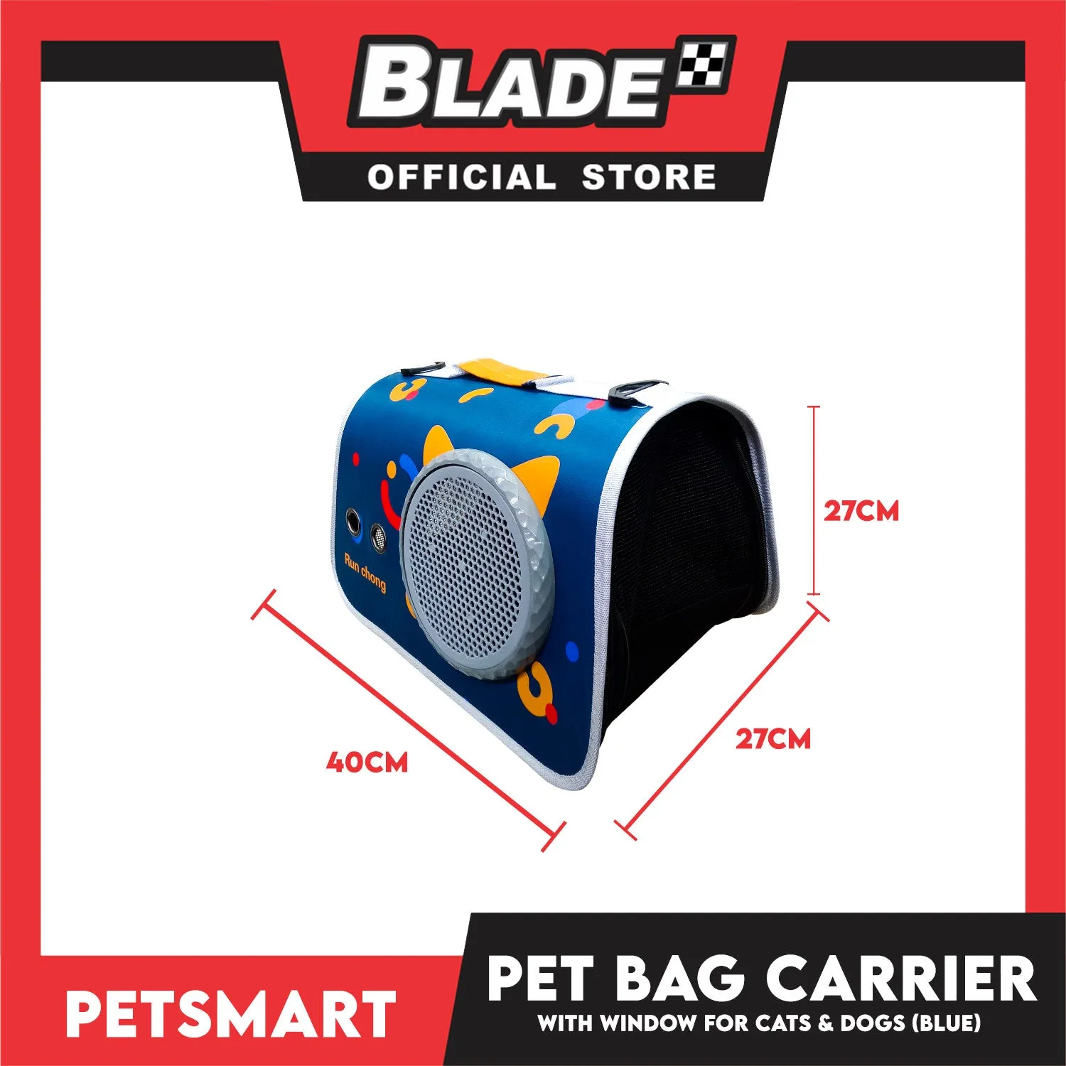 Pet Bag Carrier with Window for Cats and Dogs (Blue) 40cm x 27cm x 27cm
