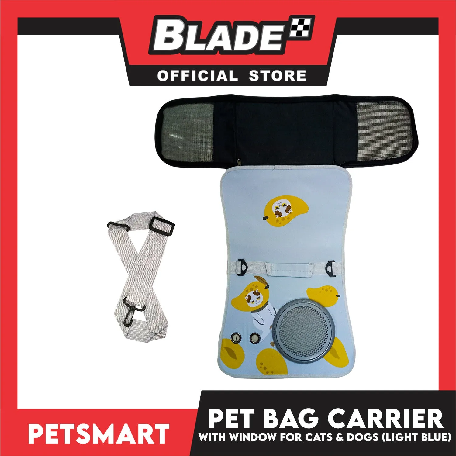 Pet Bag Carrier with Window for Cats and Dogs (Light Blue) 40cm x 27cm x 27cm