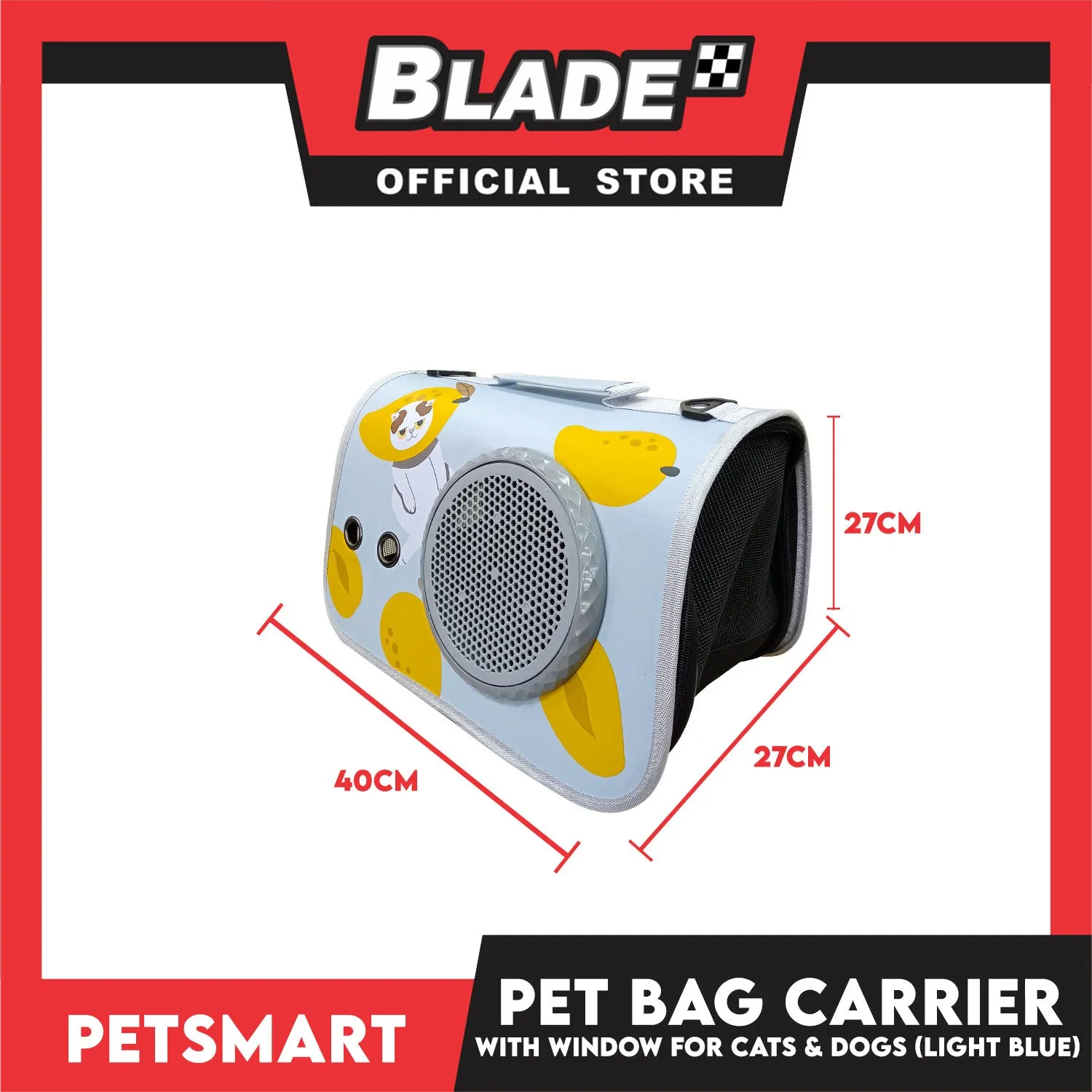Pet Bag Carrier with Window for Cats and Dogs (Light Blue) 40cm x 27cm x 27cm