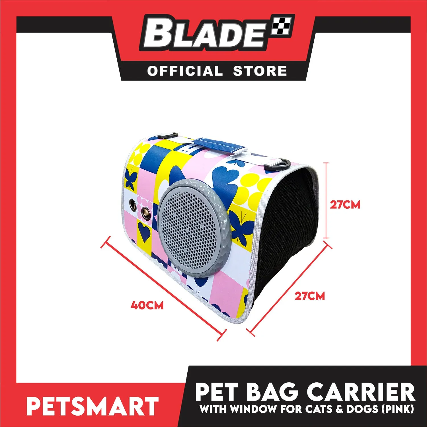 Pet Bag Carrier with Window for Cats and Dogs (Pink) 40cm x 27cm x 27cm