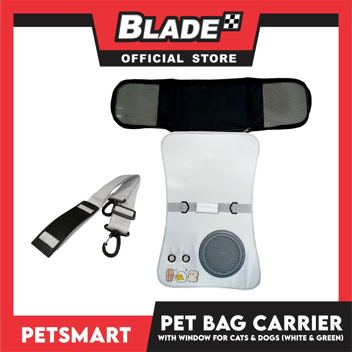 Pet Bag Carrier with Window for Cats and Dogs (White and Green) 40cm x 27cm x 27cm