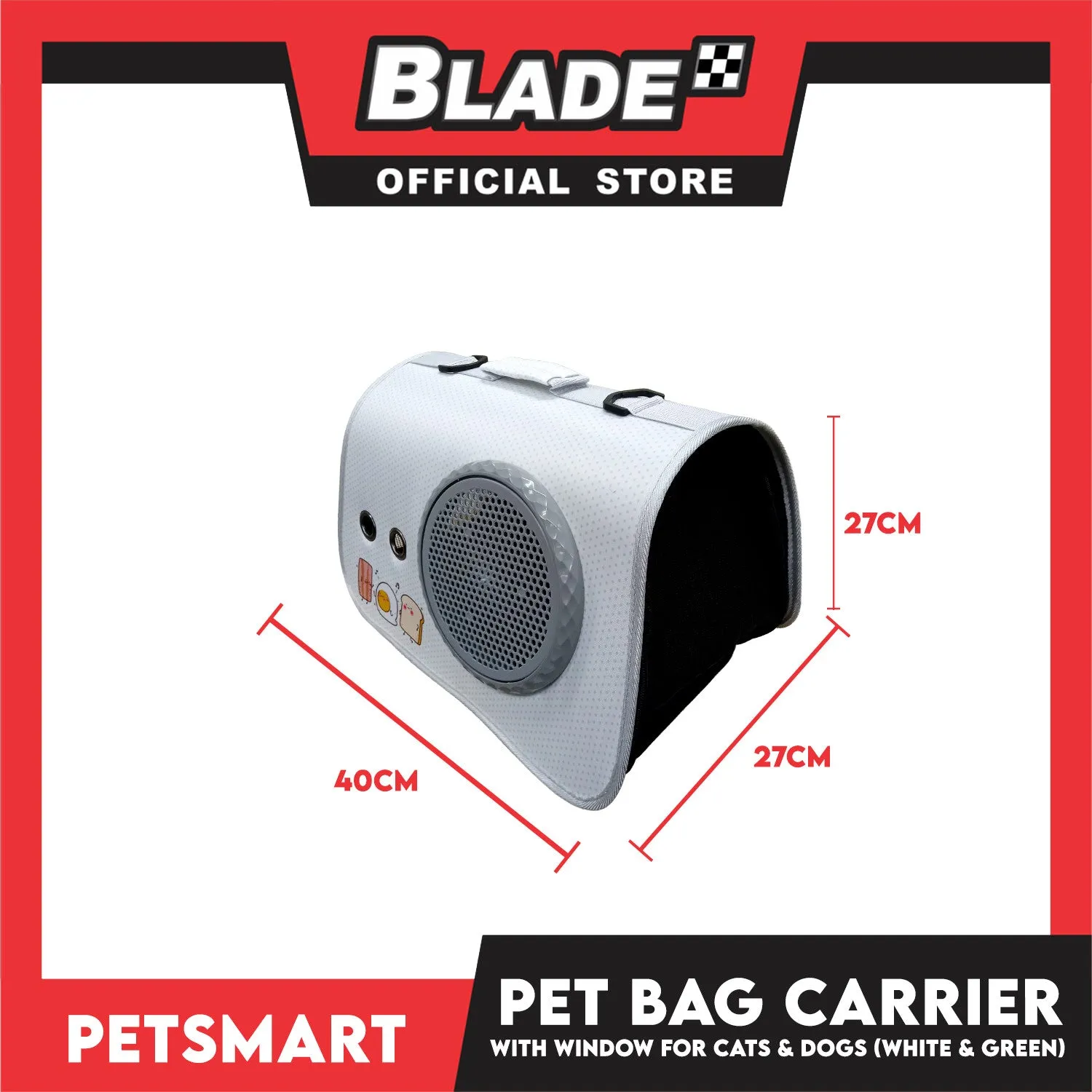 Pet Bag Carrier with Window for Cats and Dogs (White and Green) 40cm x 27cm x 27cm