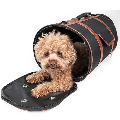 Pet Life Airline Approved Cylinder Posh Pet Carrier W/ Pouch