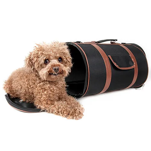 Pet Life Airline Approved Cylinder Posh Pet Carrier W/ Pouch