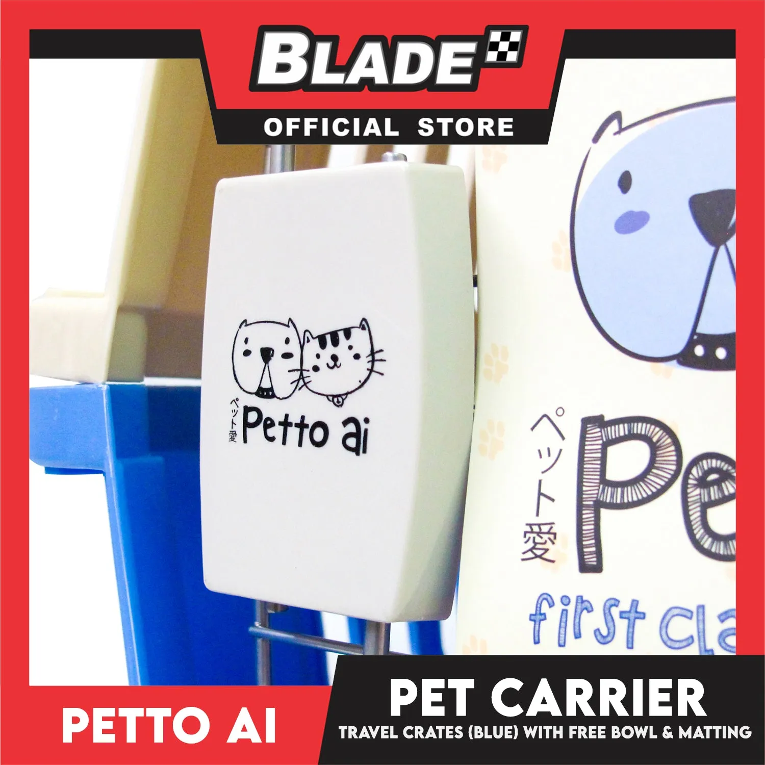 Petto Ai Dog Pet Carrier Crate (Blue) Pet Travel Carrier Animal Box