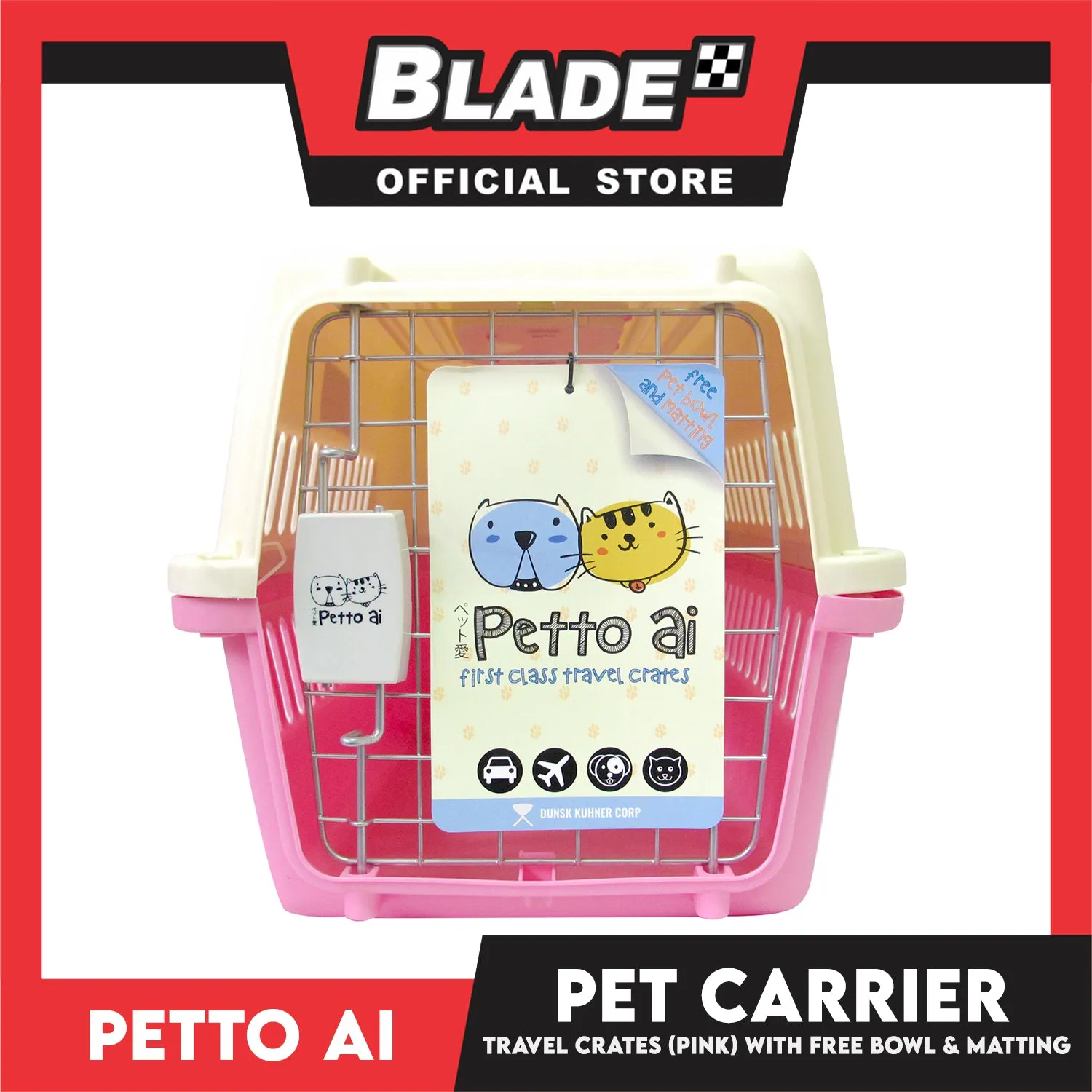 Petto Ai Dog Pet Carrier Crate (Pink) Pet Travel Carrier Animal Box