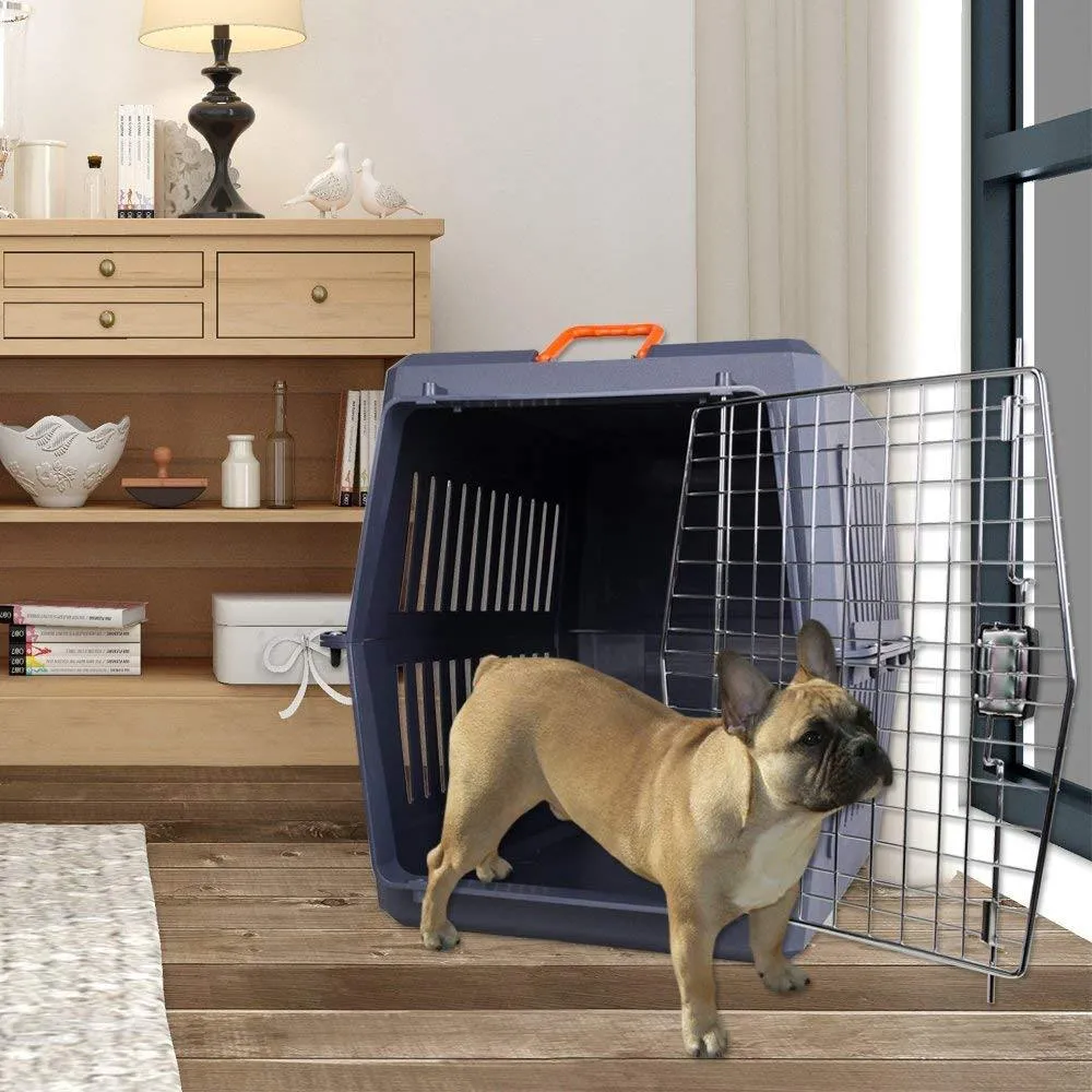 Plastic Cat & Dog Carrier Cage with Chrome Door Portable Pet Box Airline Approved, Extra Large