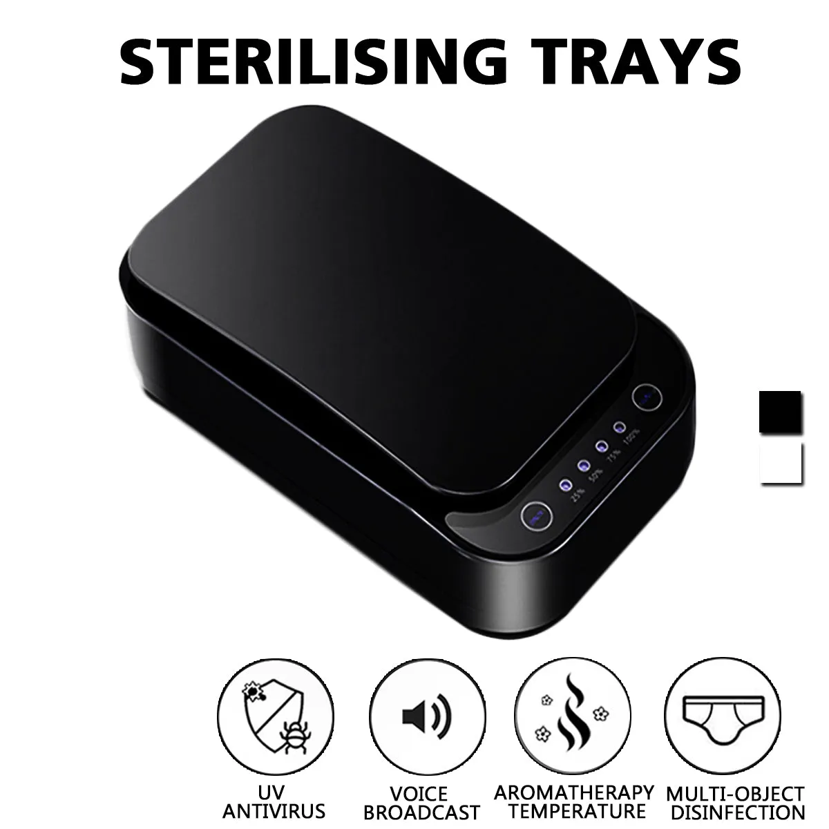 Plastic Mobile Phone Mask Watch Disinfection Box Rectangular Shaped Compact Size Portable black
