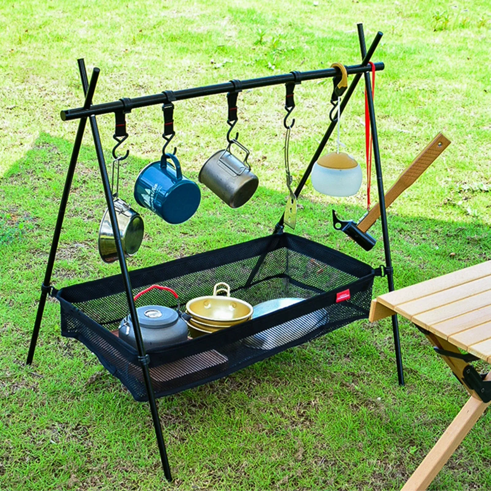 Pocket Size Stowaway Hanging Mesh Bag Camping Table