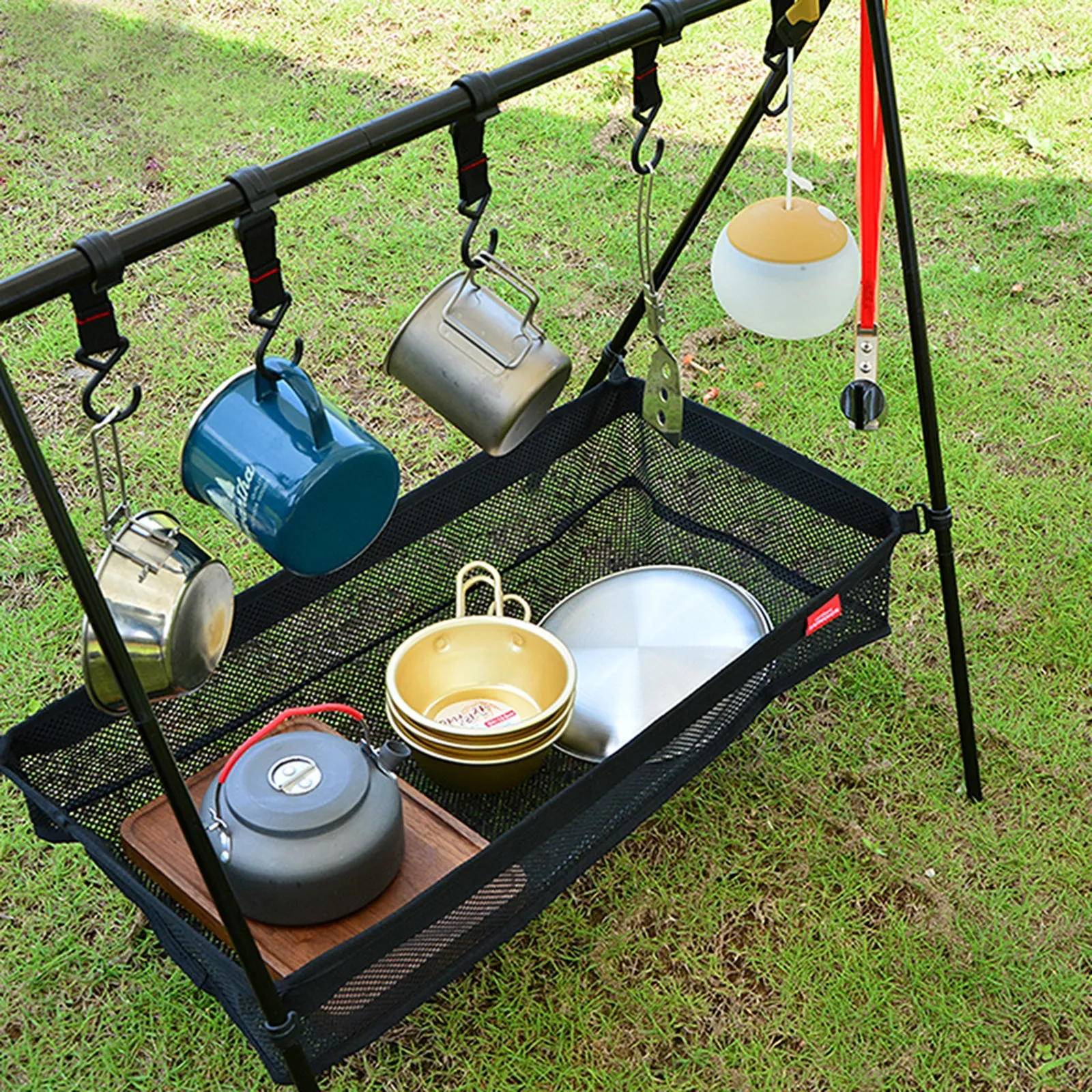 Pocket Size Stowaway Hanging Mesh Bag Camping Table