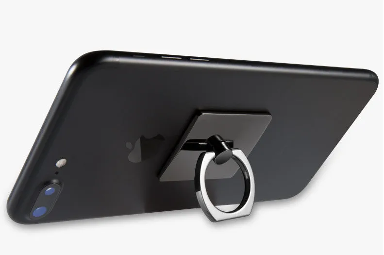 Portable Universal Metal Finger Ring Phone Holder - 360?? Rotating Bracket for iPhone Samsung, Black