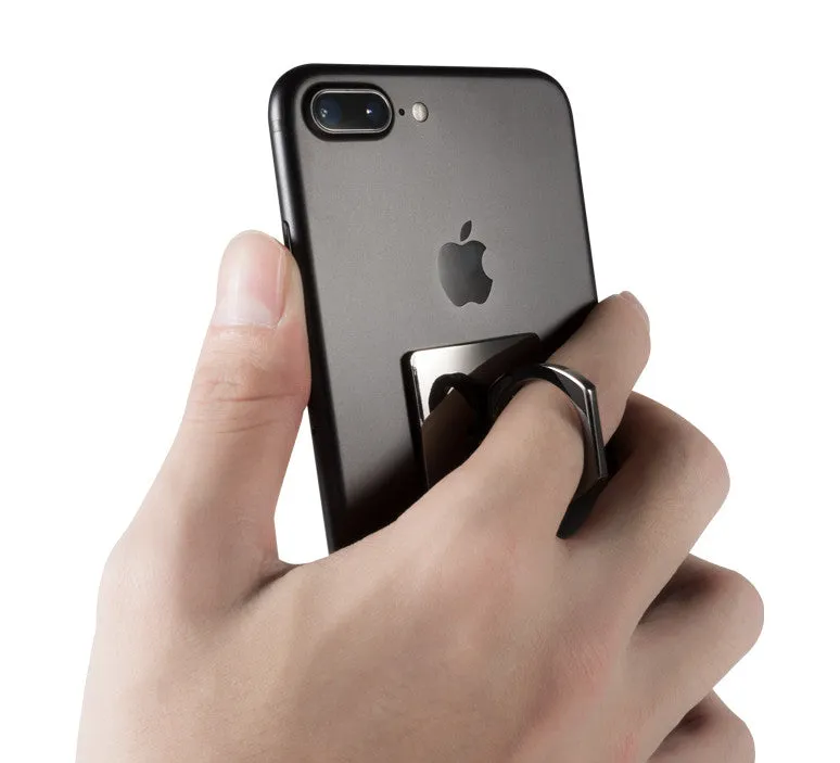 Portable Universal Metal Finger Ring Phone Holder - 360?? Rotating Bracket for iPhone Samsung, Black
