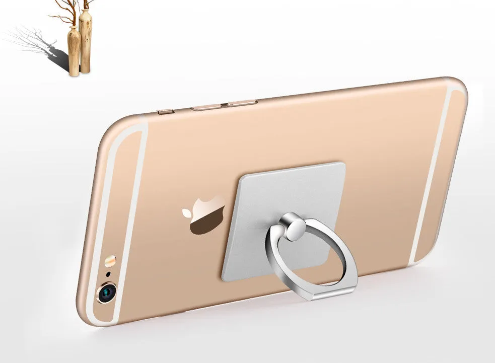 Portable Universal Metal Finger Ring Phone Holder - 360?? Rotating Bracket for iPhone Samsung, Black