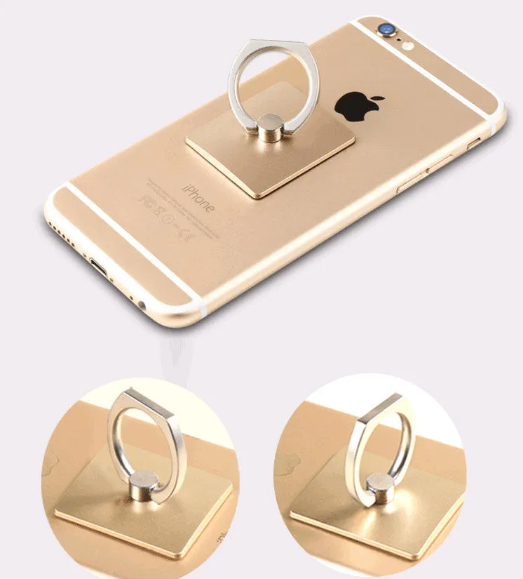Portable Universal Metal Finger Ring Phone Holder - 360?? Rotating Bracket for iPhone Samsung, Black