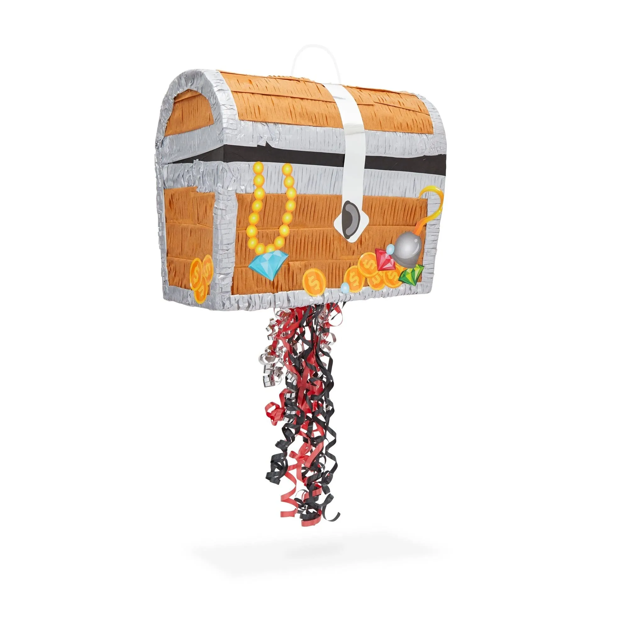 Pull String Treasure Chest Pinata For Kids Pirate Birthday Party