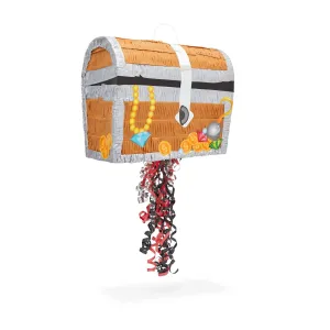 Pull String Treasure Chest Pinata For Kids Pirate Birthday Party