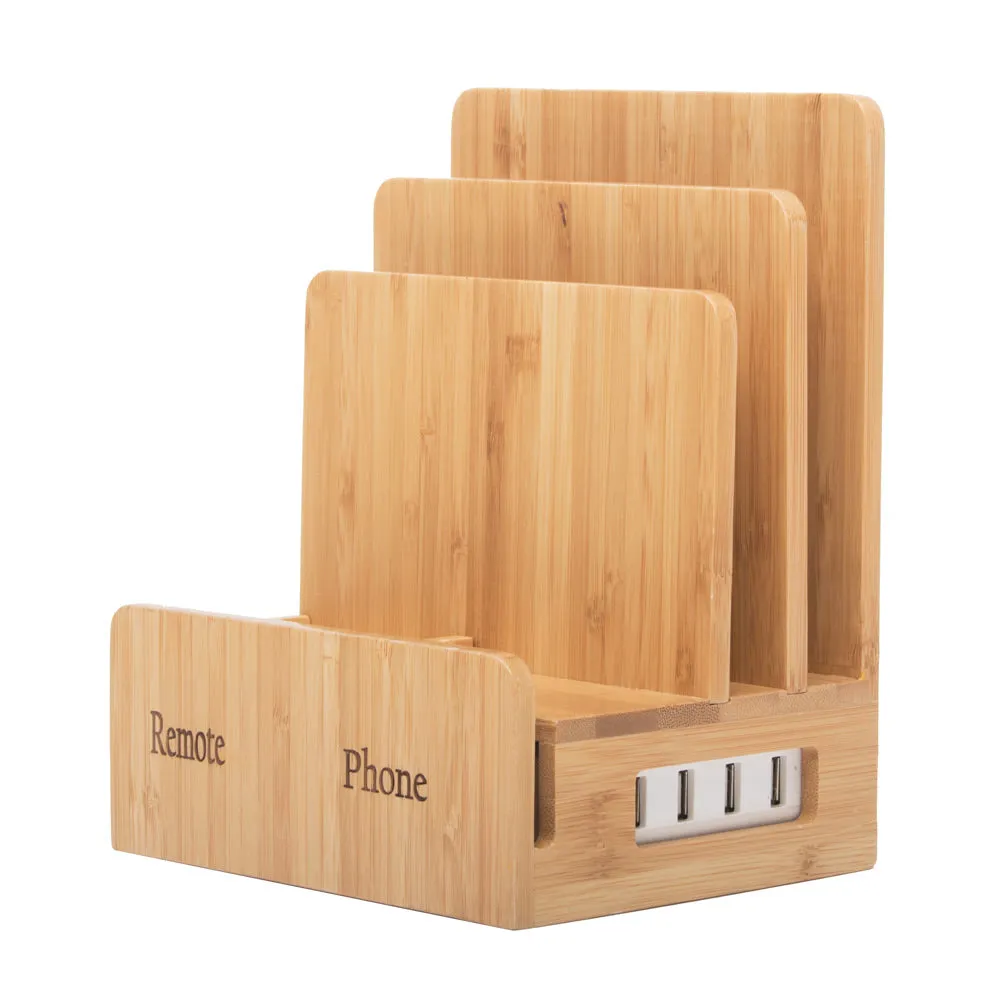 Remote phone compact   USB Powerstrip - Bamboo