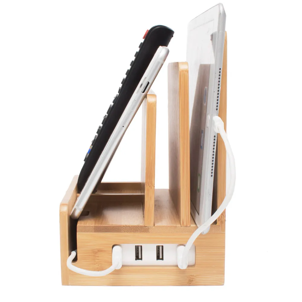 Remote phone compact   USB Powerstrip - Bamboo