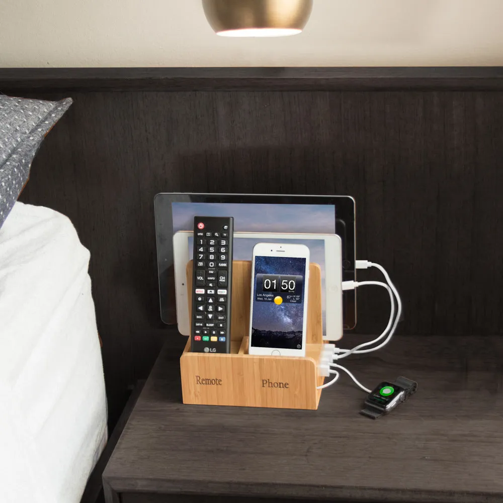 Remote phone compact   USB Powerstrip - Bamboo