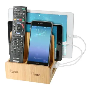 Remote phone compact   USB Powerstrip - Bamboo