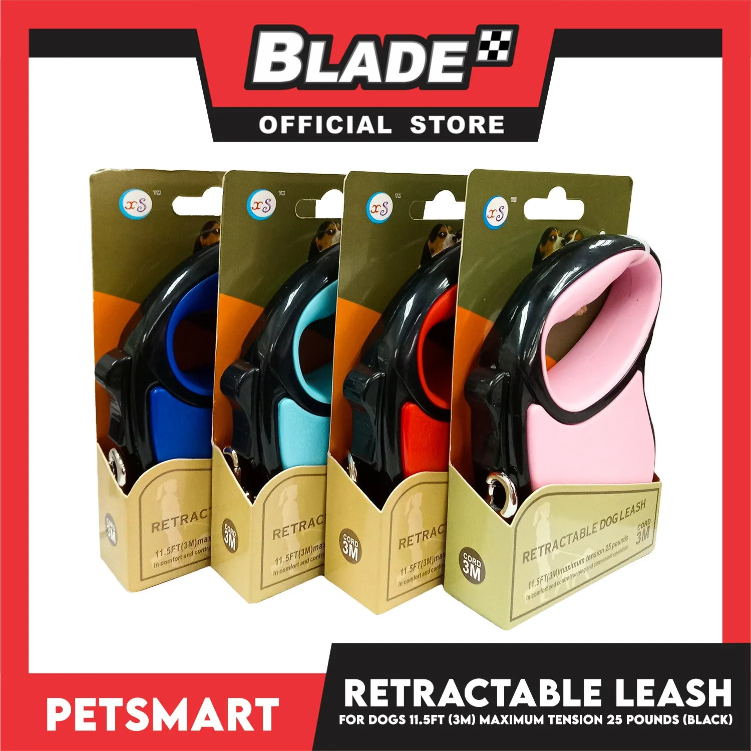 Retractable Leash for Dogs 11.5ft (3M) Maximum Tension 25pounds (Black)