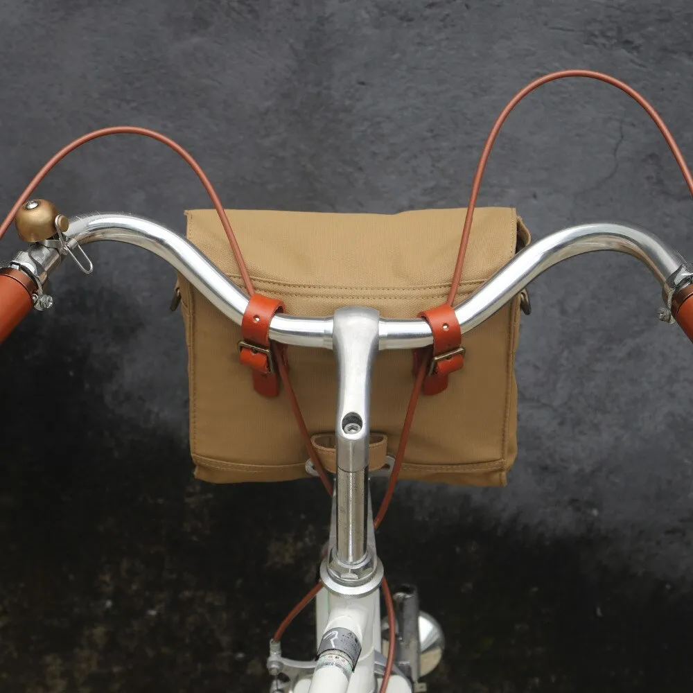Retro Bike Handlebar Bag Bicycle Front Basket Pannier Messenger Pouch Outdoor Cycling Accessory Waterproof Canvas Khaki