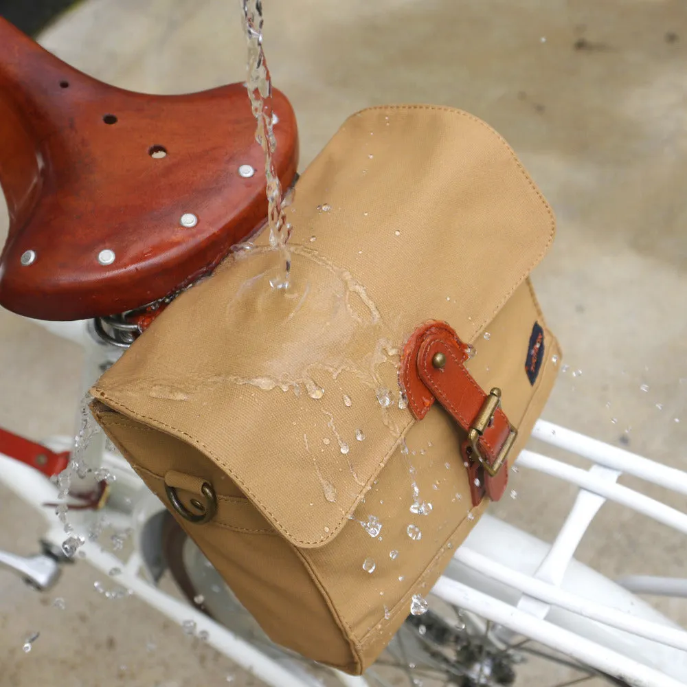 Retro Bike Handlebar Bag Bicycle Front Basket Pannier Messenger Pouch Outdoor Cycling Accessory Waterproof Canvas Khaki