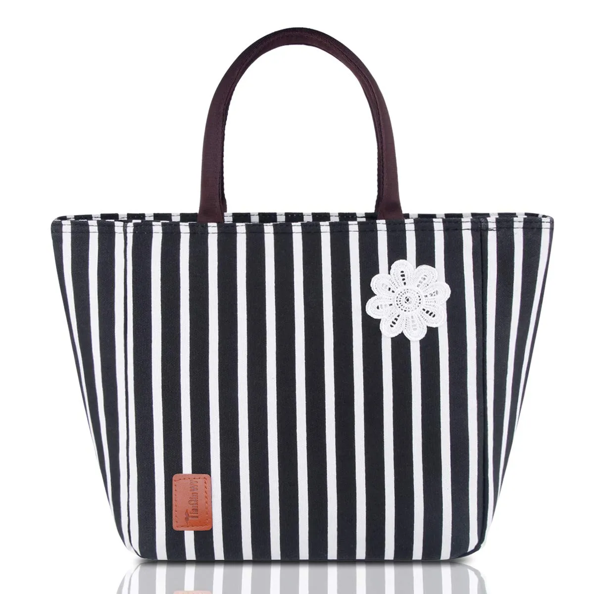 Reusable Lunch Tote Bag with Smooth Zipper& Front Bag, Adult Lunch Box Insulated Lunch Bag Perfect for Work Women Men, Travel, Picnic Black and White (Grey lunch bag)