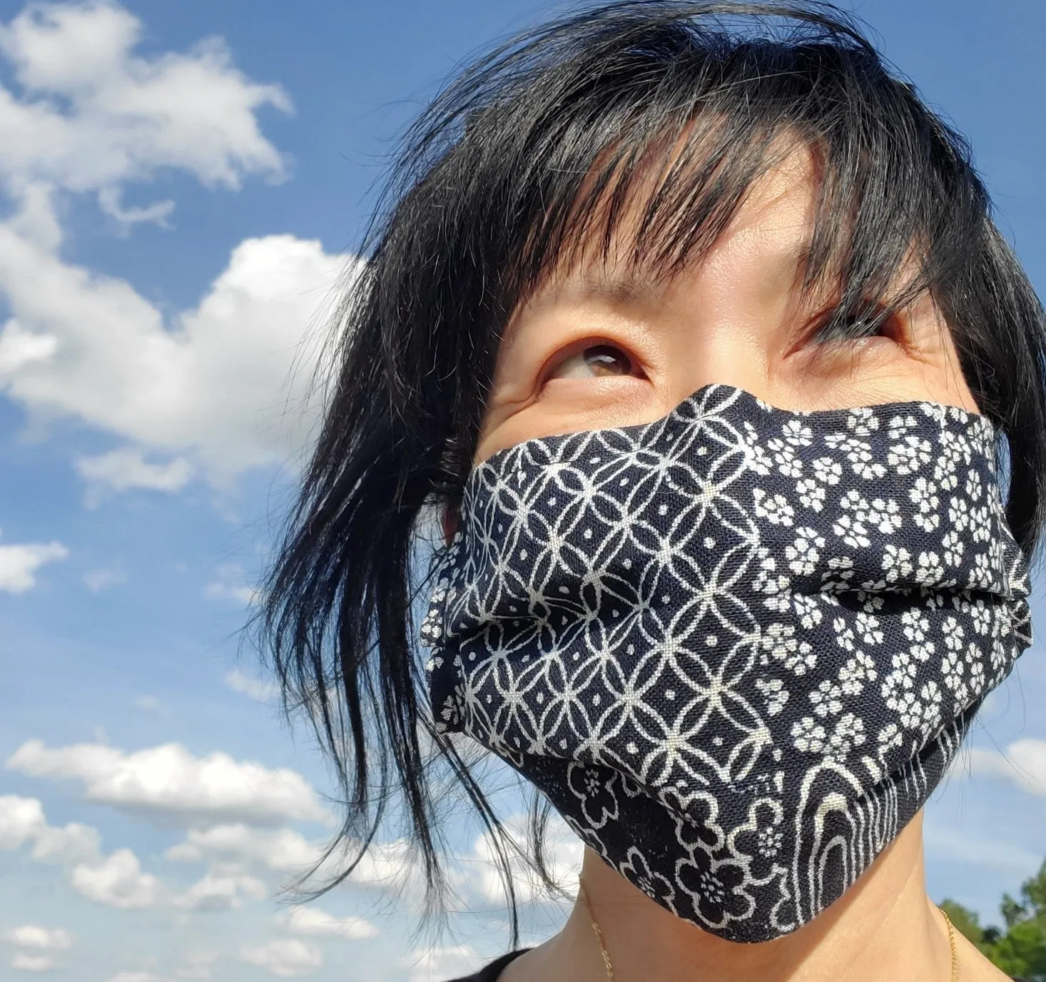 Reversible Mask - Japanese Dobby Dots Rose