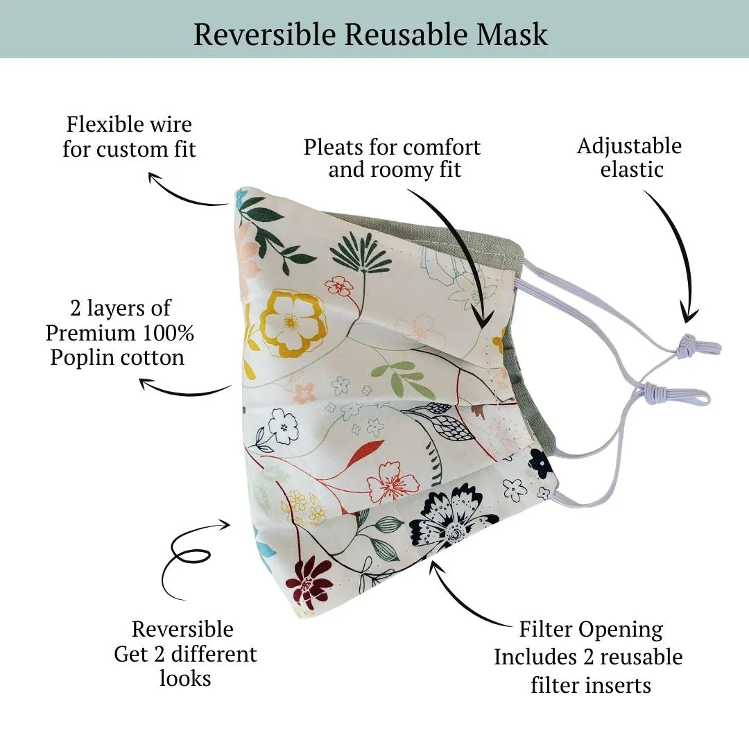 Reversible Mask - Japanese Dobby Dots Rose