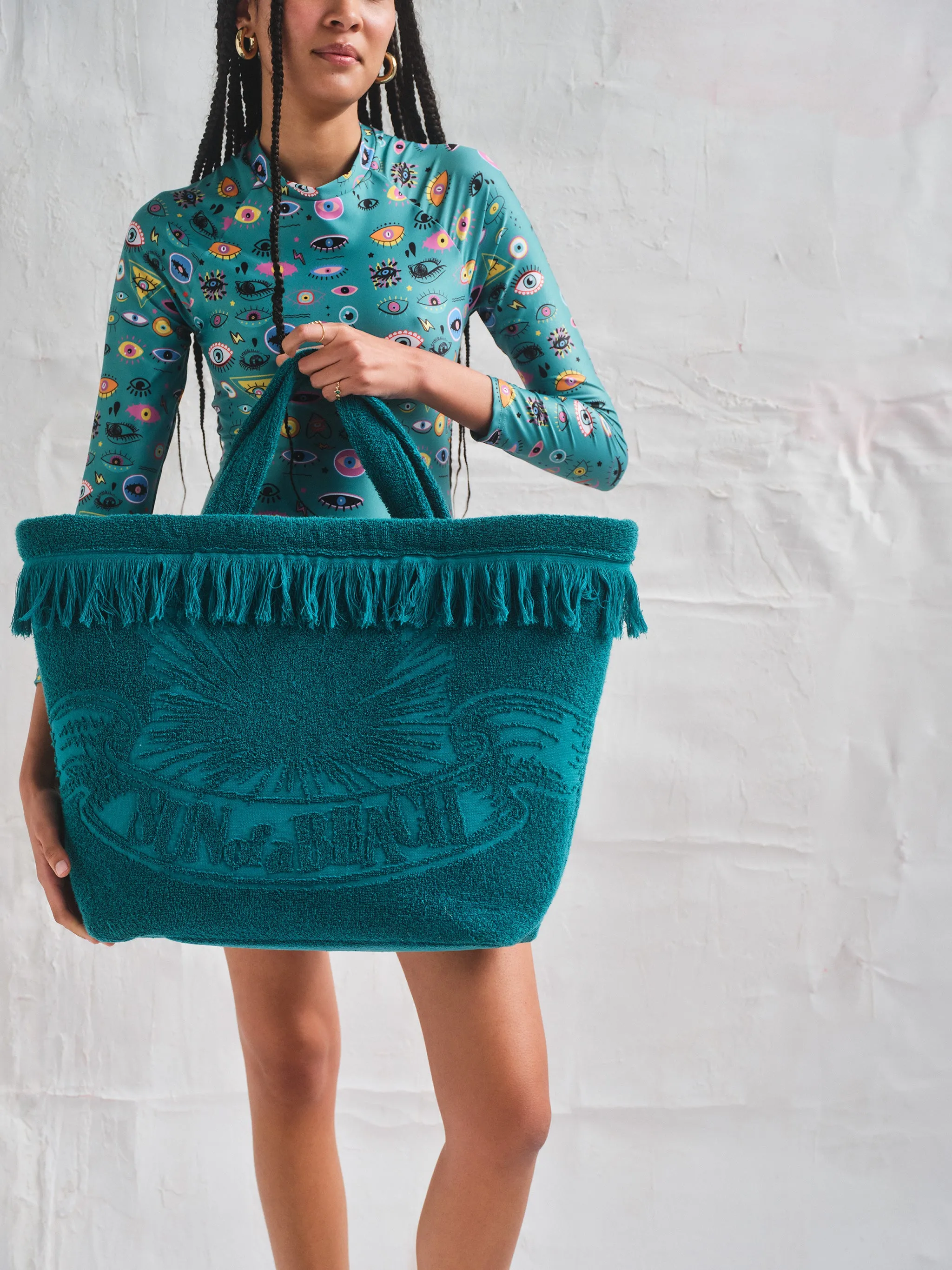 River Eyes Teal | Oversized Beach Bag