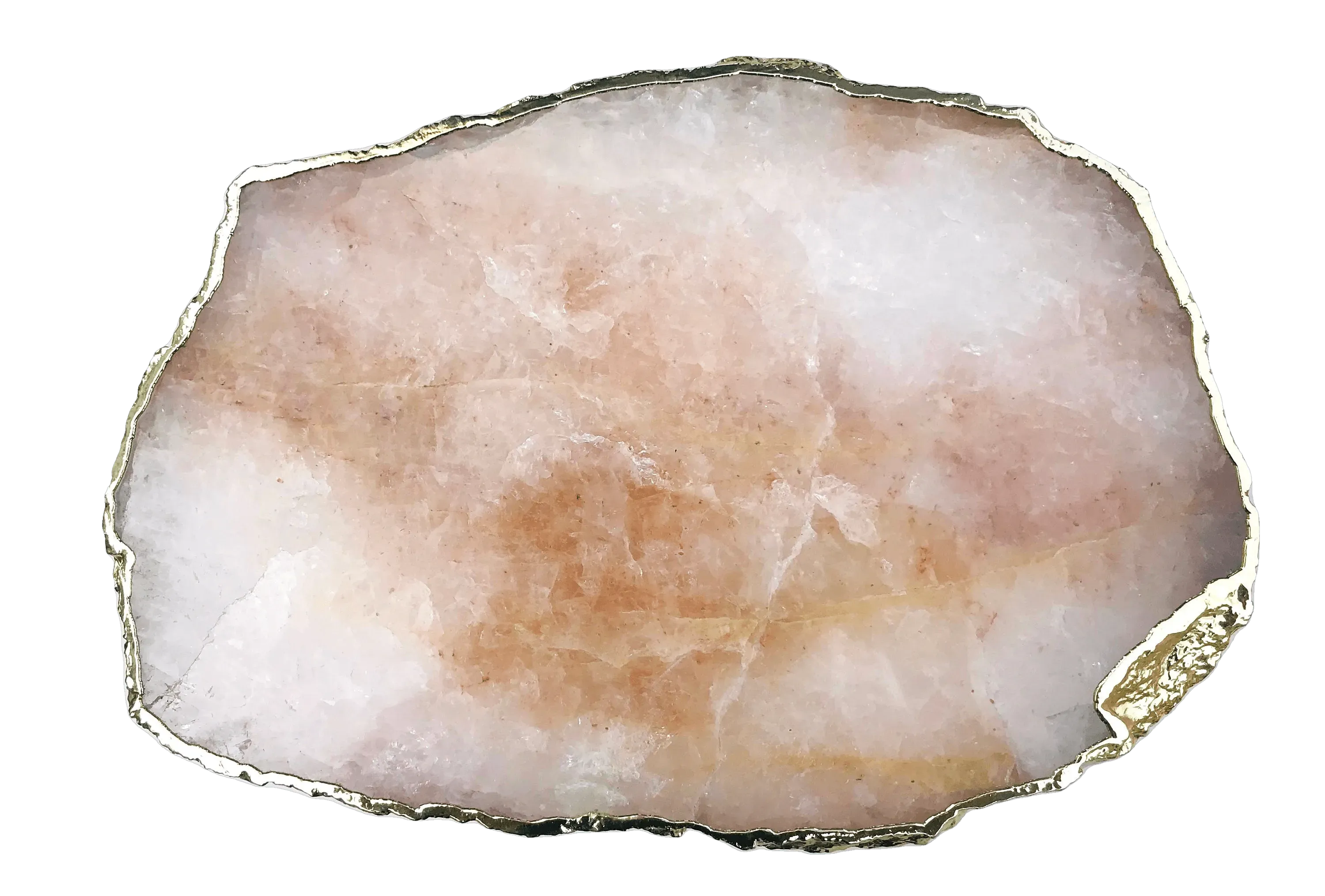 Rose Quartz Agate Cake Stand with Brass Legs