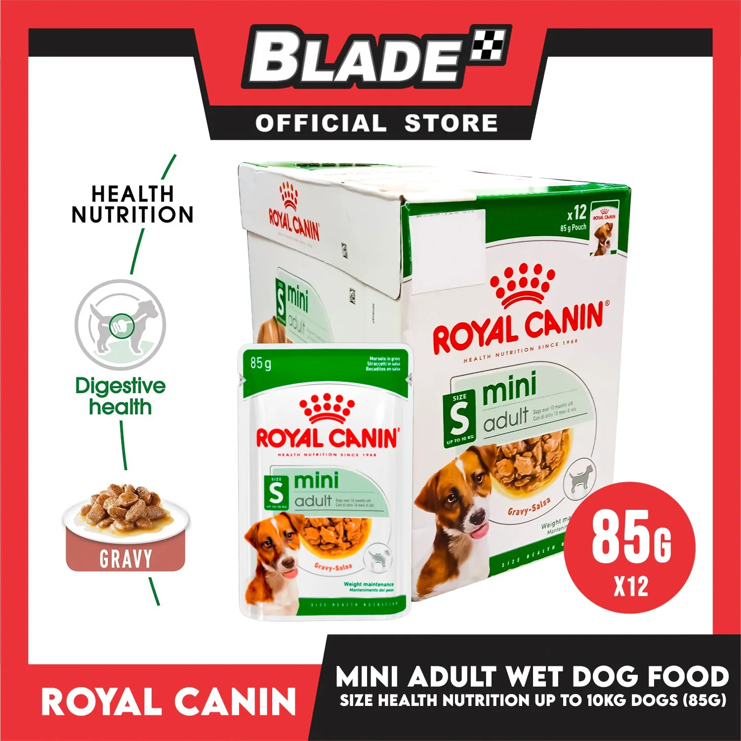 Royal Canin Mini Adult (85g x 12 pouches) Wet Dog Food - Size Health Nutrition