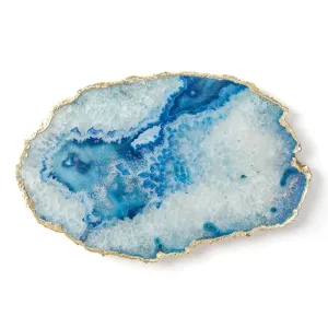 Serein Decor Blue Agate Cheese Board with Gold Trim