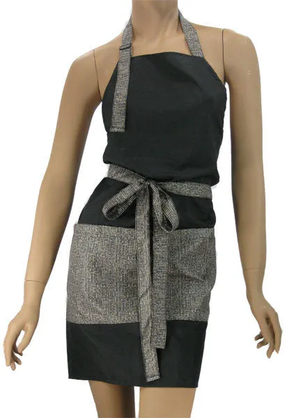Stylish Salon Apron In Black With Weave Trim