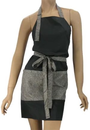 Stylish Salon Apron In Black With Weave Trim