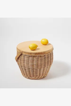 SUNNYLIFE ROUND PICNIC COOLER BASKET NATURAL