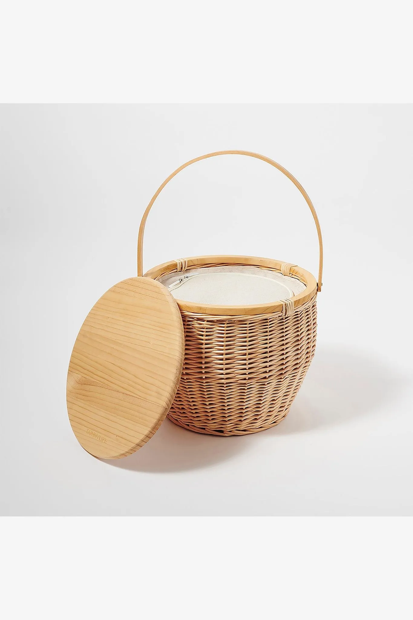 SUNNYLIFE ROUND PICNIC COOLER BASKET NATURAL